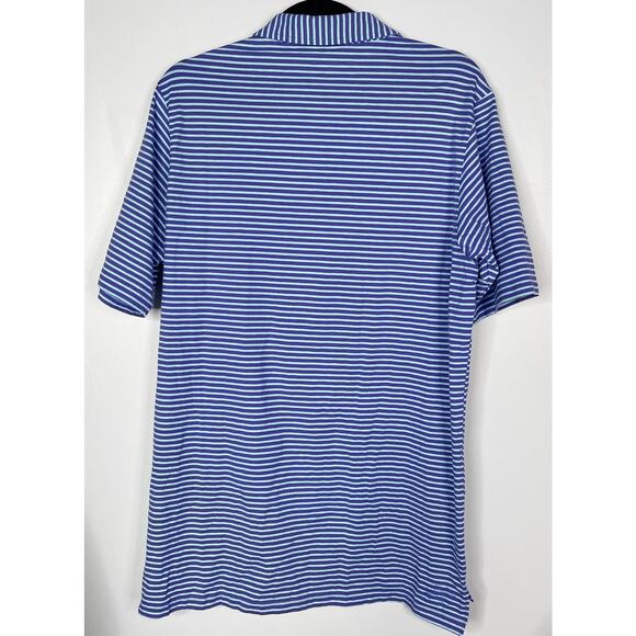 B Draddy M Purple Blue Stripe Pima Cotton Stretch Knit Polo Northwestern Wildcat - Picture 2 of 9